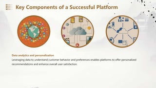 Data analytics and personalization
Leveraging data to understand customer behavior and preferences enables platforms to offer personalized
recommendations and enhance overall user satisfaction.
Key Components of a Successful Platform
 
