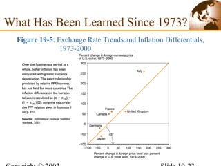 Figure 19-5: Exchange Rate Trends and Inflation Differentials,
1973-2000
What Has Been Learned Since 1973?
 