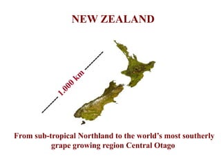 NEW ZEALAND
From sub-tropical Northland to the world’s most southerly
grape growing region Central Otago
 