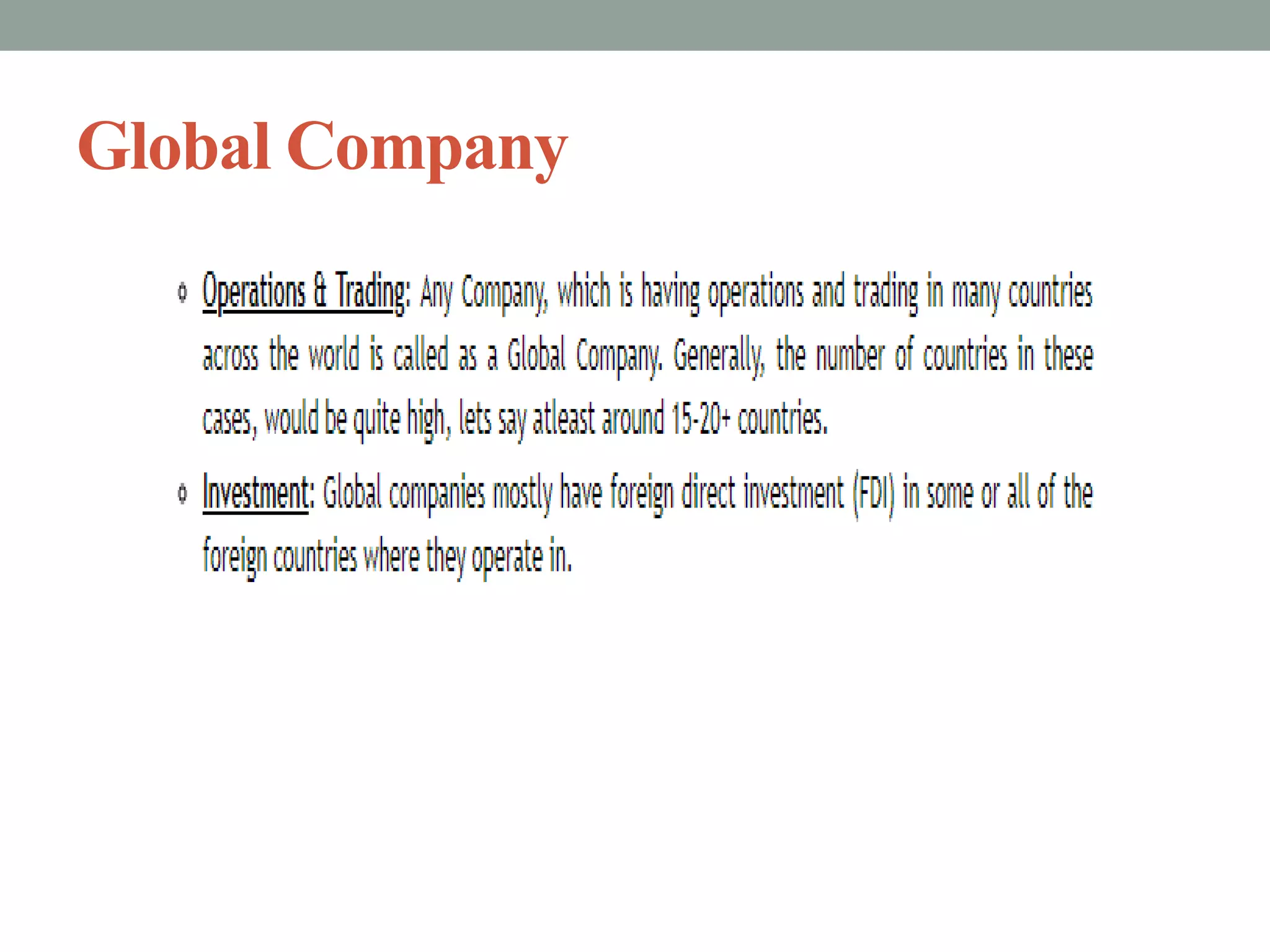 Global Company
 