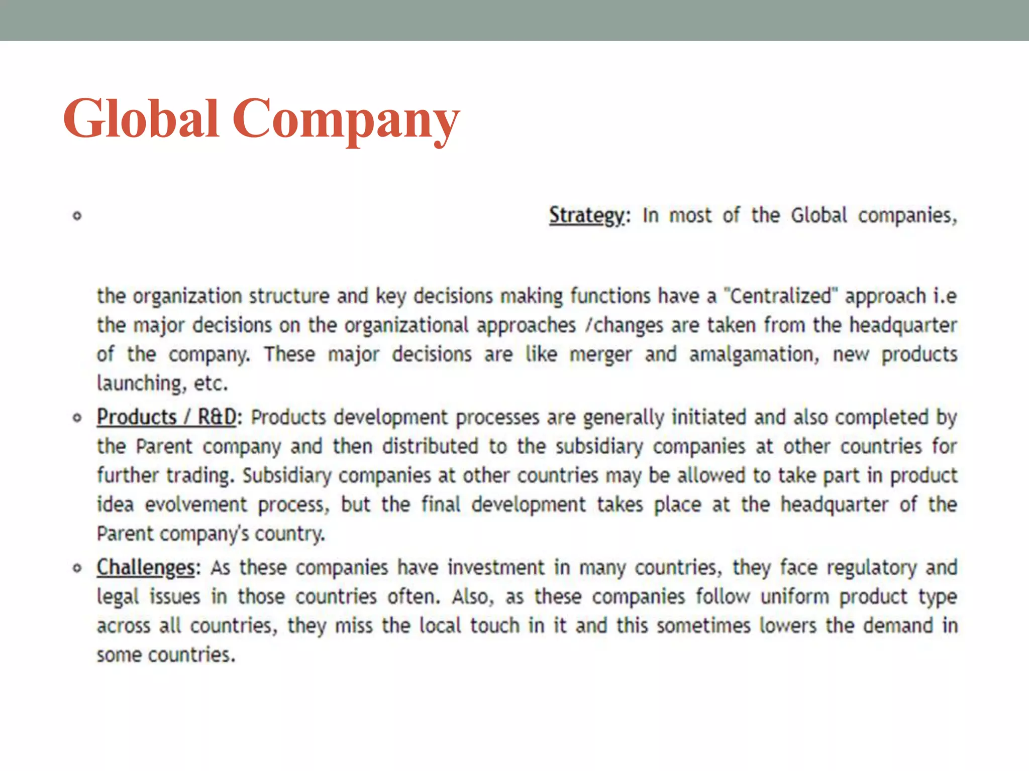 Global Company
 