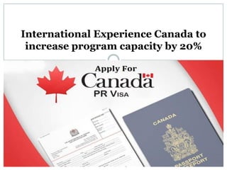 International Experience Canada to
increase program capacity by 20%
 