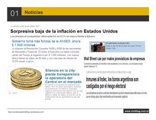 01              Noticias




                                          El dólar escaló a $ 3,67 pese a las ventas del Central




http://condensadordeflujo.wordpress.com                                                            www.multitag.com.ar
 