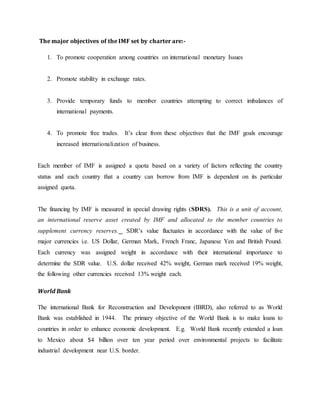 International financial institutions notes