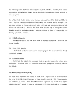 International financial institutions notes