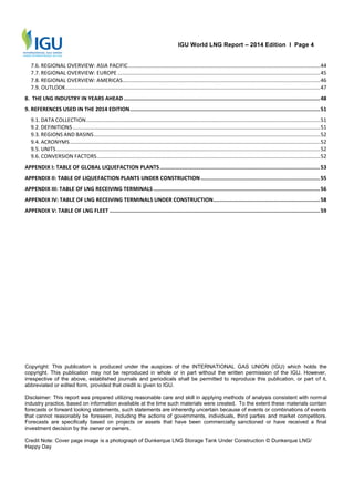 International gas union : 2014 world LNG report | PDF