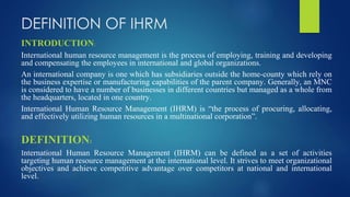 Ihrm Definition,Differences between domestic and international ...