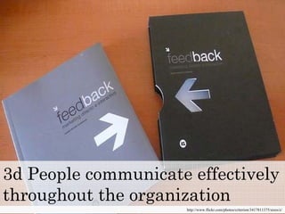 3d People communicate effectively
http://www.flickr.com/photos/criterion/3417811375/sizes/z/
throughout the organization
 