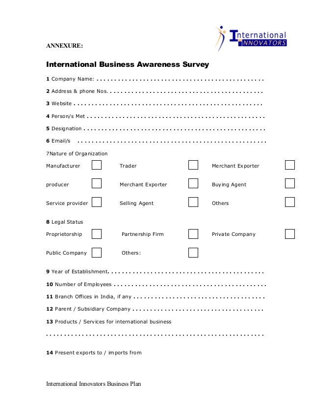 International Innovators Business Plan
