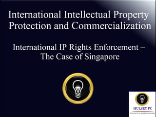 International Intellectual Property
Protection and Commercialization
International IP Rights Enforcement –
The Case of Singapore
 