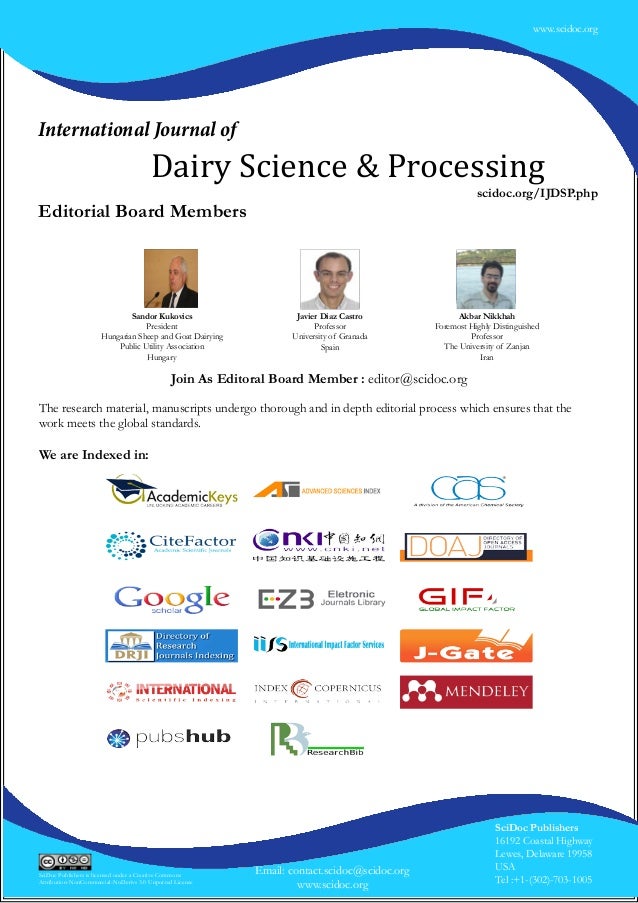 International journal of dairy science & processing (ijdsp)