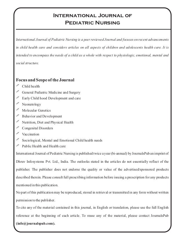 International Journal of Pediatric Nursing vol 2 issue 1