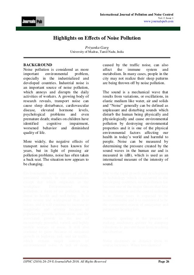 International Journal of Pollution and Noise Control vol 2 issue 1