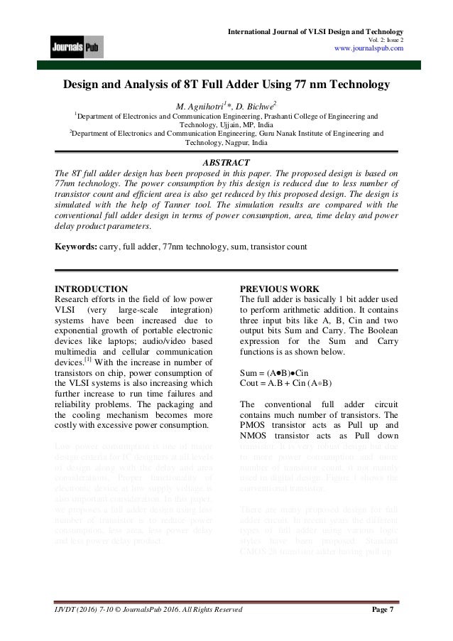 International Journal of VLSI Design and Technology (Vol 2 Issue 2)