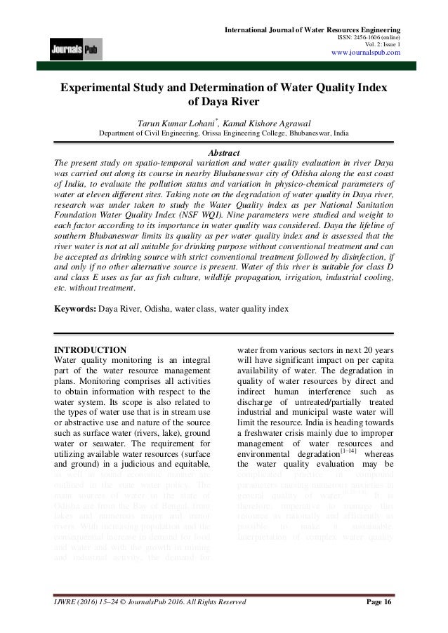 International journal of Water Resources Engineering vol 2 issue 1