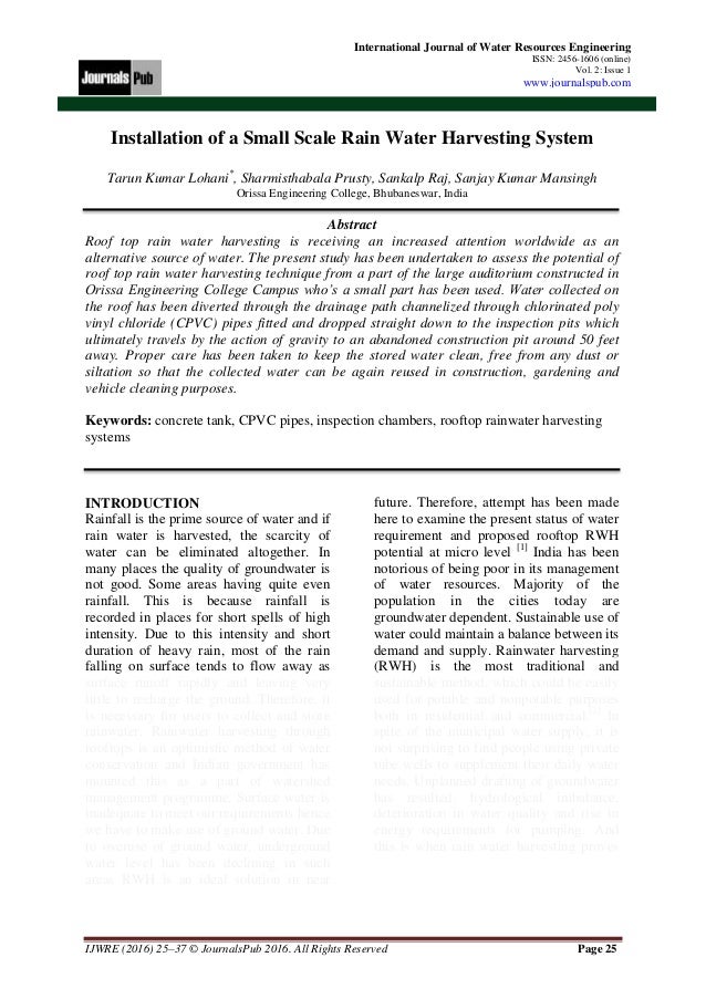 International journal of Water Resources Engineering vol 2 issue 1