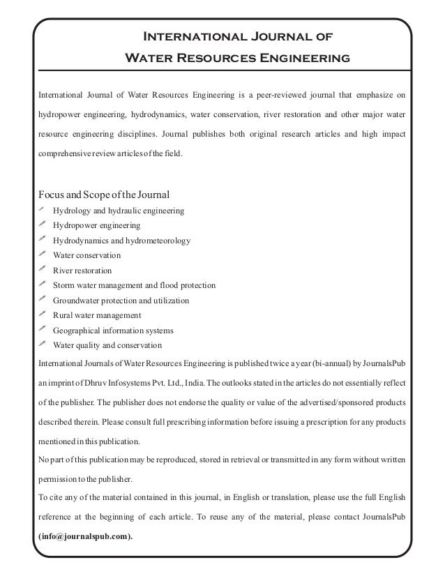 International Journal of Water Resources Engineering Vol 2 Issue 2