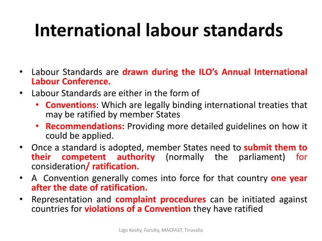International labour organisation and international labour standards | PPTX
