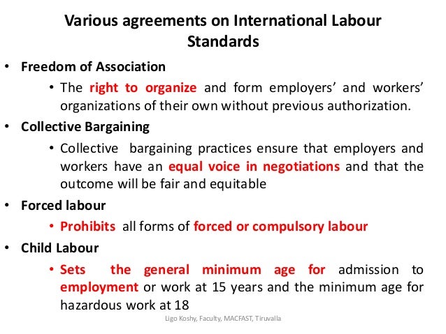 International Labour Organization Standards International labour organisation and international labour standards