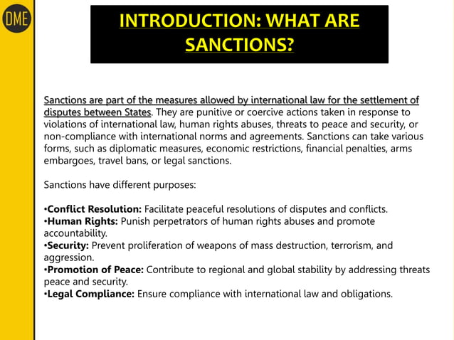 Sanctions and types of Sanctions in Ibnternational law along with its