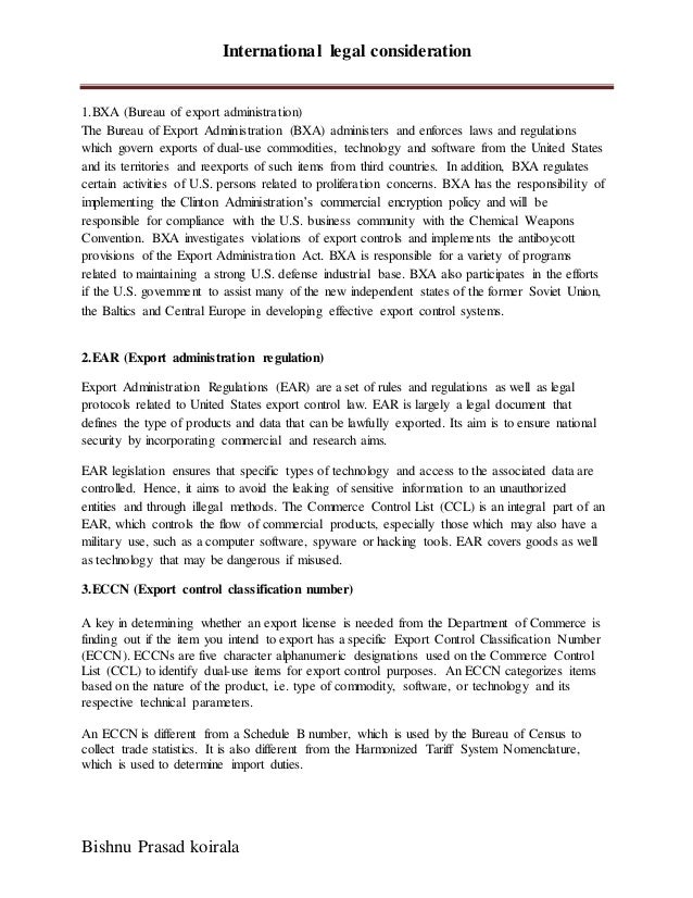 International Legal Consideration