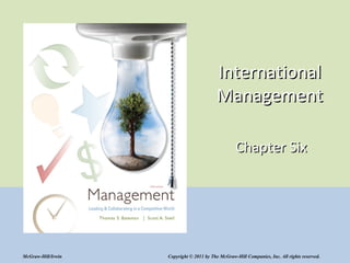 McGraw-Hill/Irwin Copyright © 2011 by The McGraw-Hill Companies, Inc. All rights reserved.
InternationalInternational
ManagementManagement
Chapter SixChapter Six
 