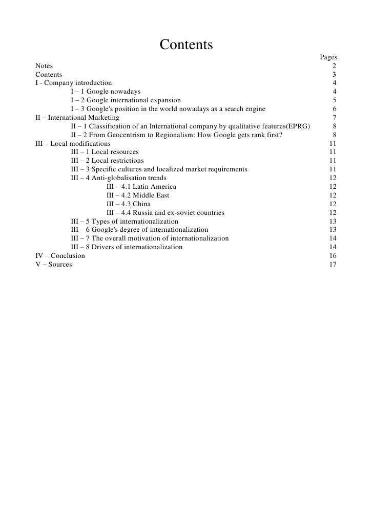 Master thesis international marketing notes