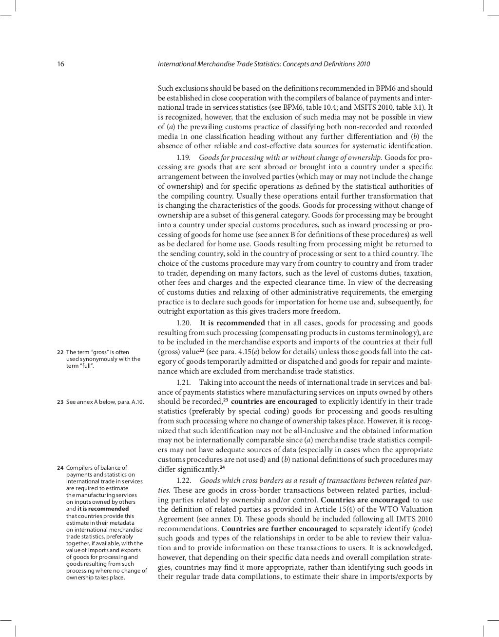 International merchandise trade statistics