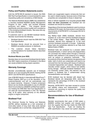 International navistar updated tsi bio diesel may 2008 | PDF