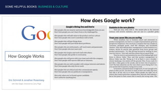 SOME HELPFUL BOOKS: BUSINESS & CULTURE
How does Google work?
 