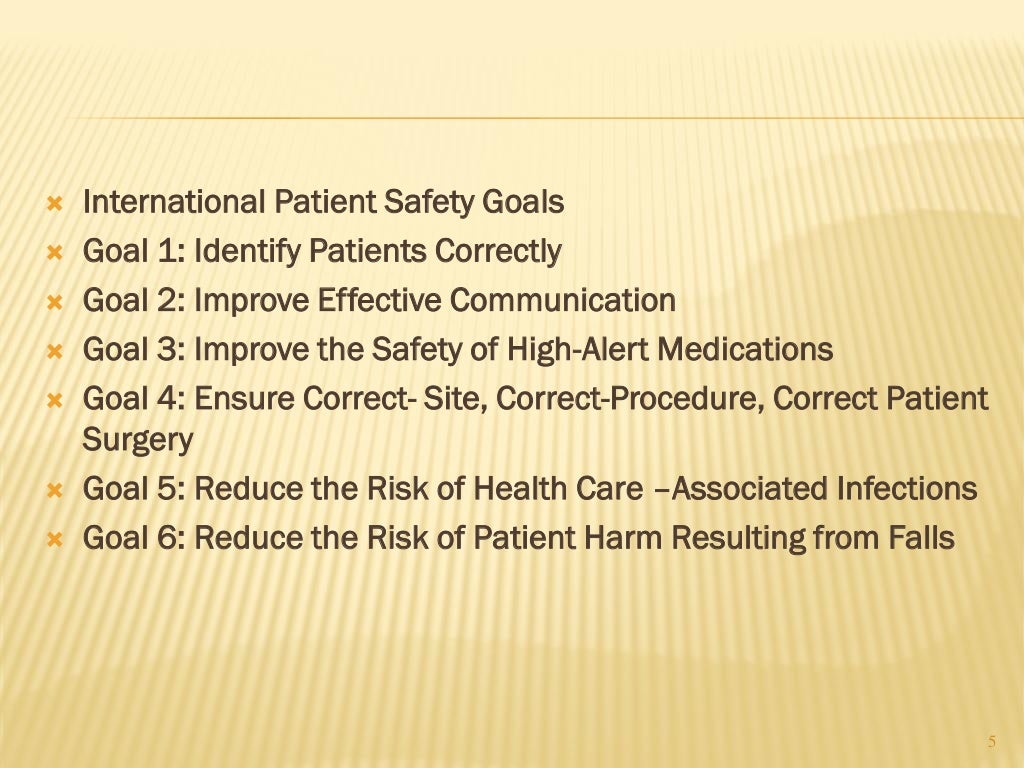 International patient safety goals