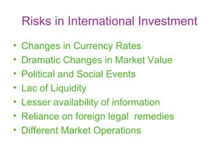 Currency Risk in International Investments