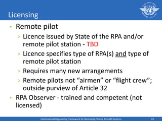 Remote Pilot License Example International regulatory framework for remotely piloted aircraft ...