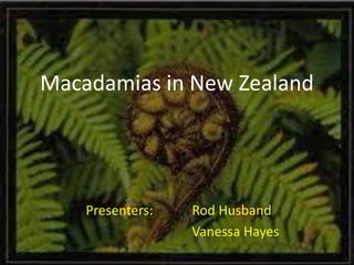 Macadamias in New Zealand




    Presenters:   Rod Husband
                  Vanessa Hayes
 