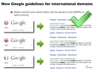 New Google guidelines for international domains

           Better control over which URLs will be shown in the SERPs in
 ...