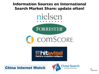Information Sources on International
 Search Market Share: update often!
 