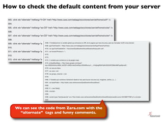 How to check the default content from your server




   We can see the code from Zara.com with the
     “alternate” tags ...