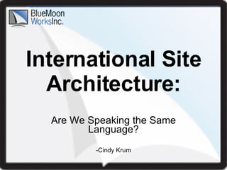International Site Architecture: Are We Speaking the Same Language? -Cindy Krum 
