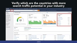 #INTERNATIONALSEO BY @ALEYDA FROM #ORAINTI AT #CONNECTABERNAHREFS
Verify which are the countries with more
search traffic ...