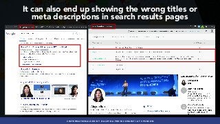 #INTERNATIONALSEO BY @ALEYDA FROM #ORAINTI AT #PUBCON
It can also end up showing the wrong titles or  
meta descriptions in search results pages
 