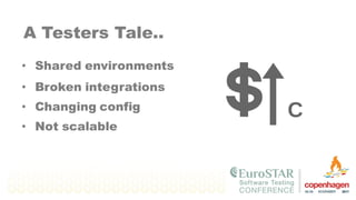 A Testers Tale..
• Shared environments
• Broken integrations
• Not scalable
• Changing config
 