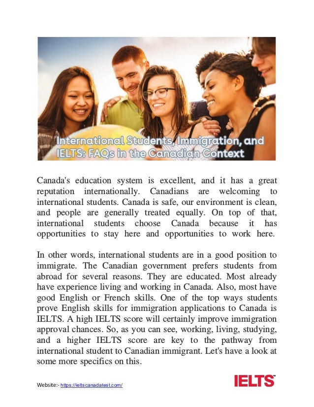 International Students Immigration And Ieltsfa Qs In The Canadian Con