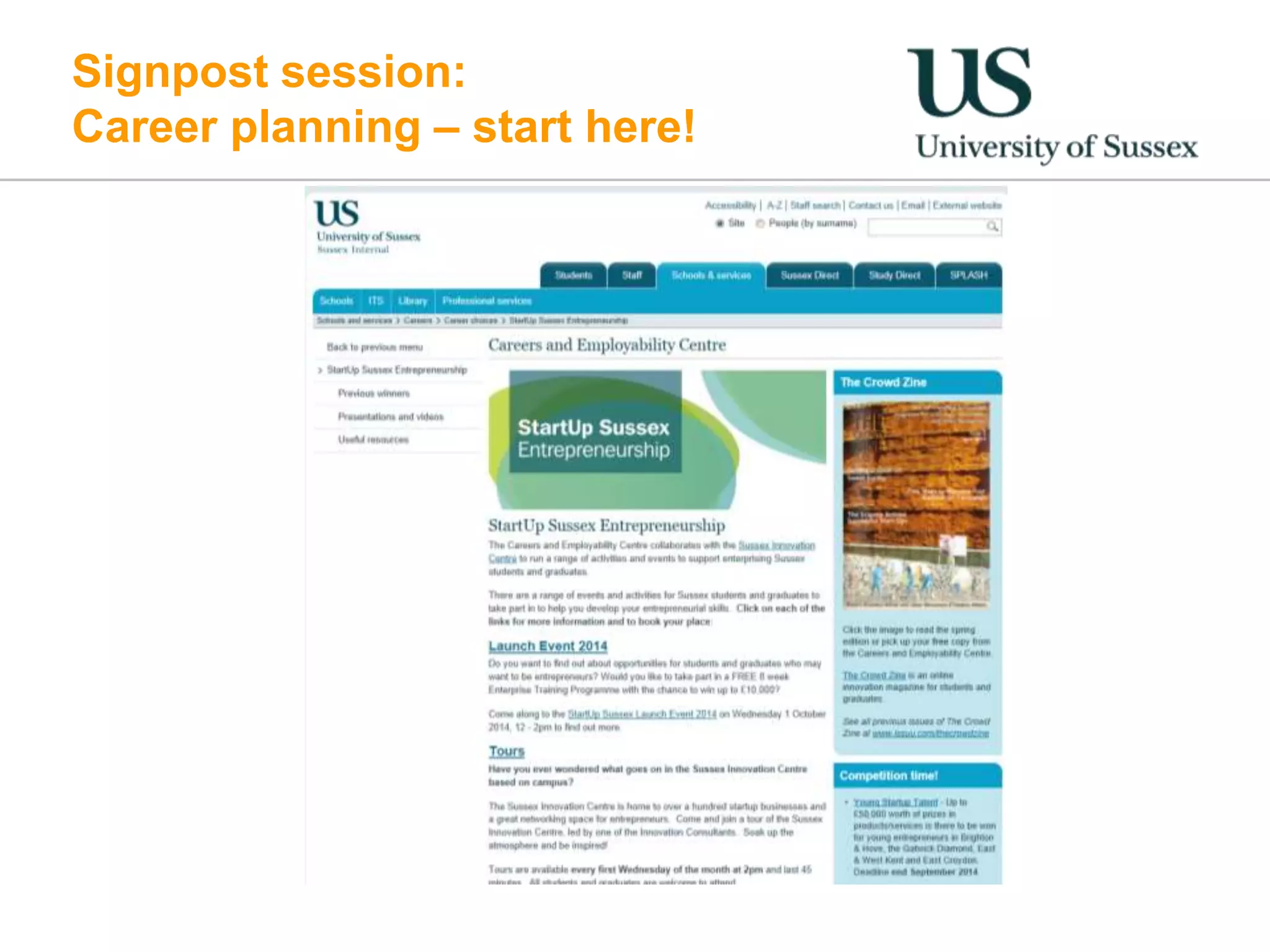 Signpost session:
Career planning – start here!