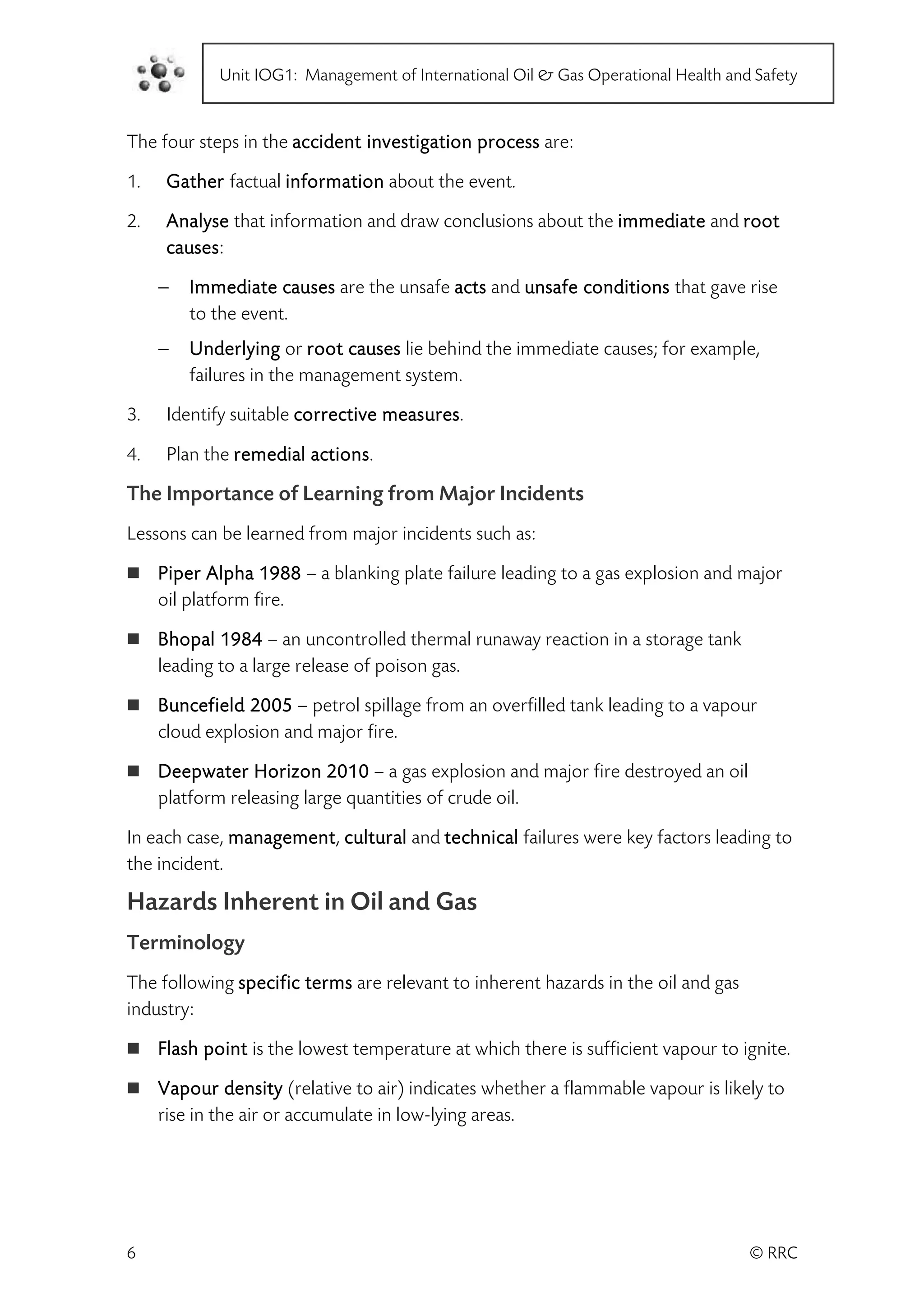 International technical certificate in oil and gas operational safety