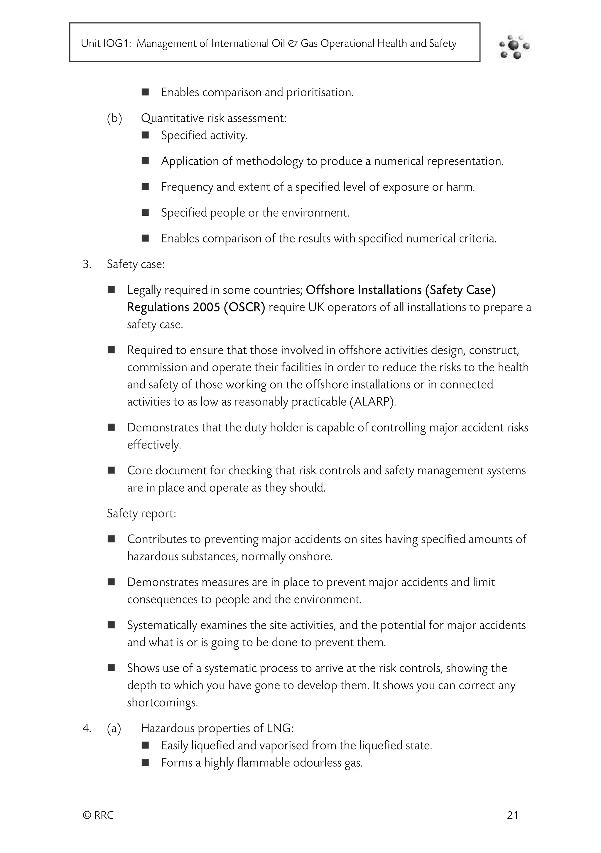 International technical certificate in oil and gas operational safety
