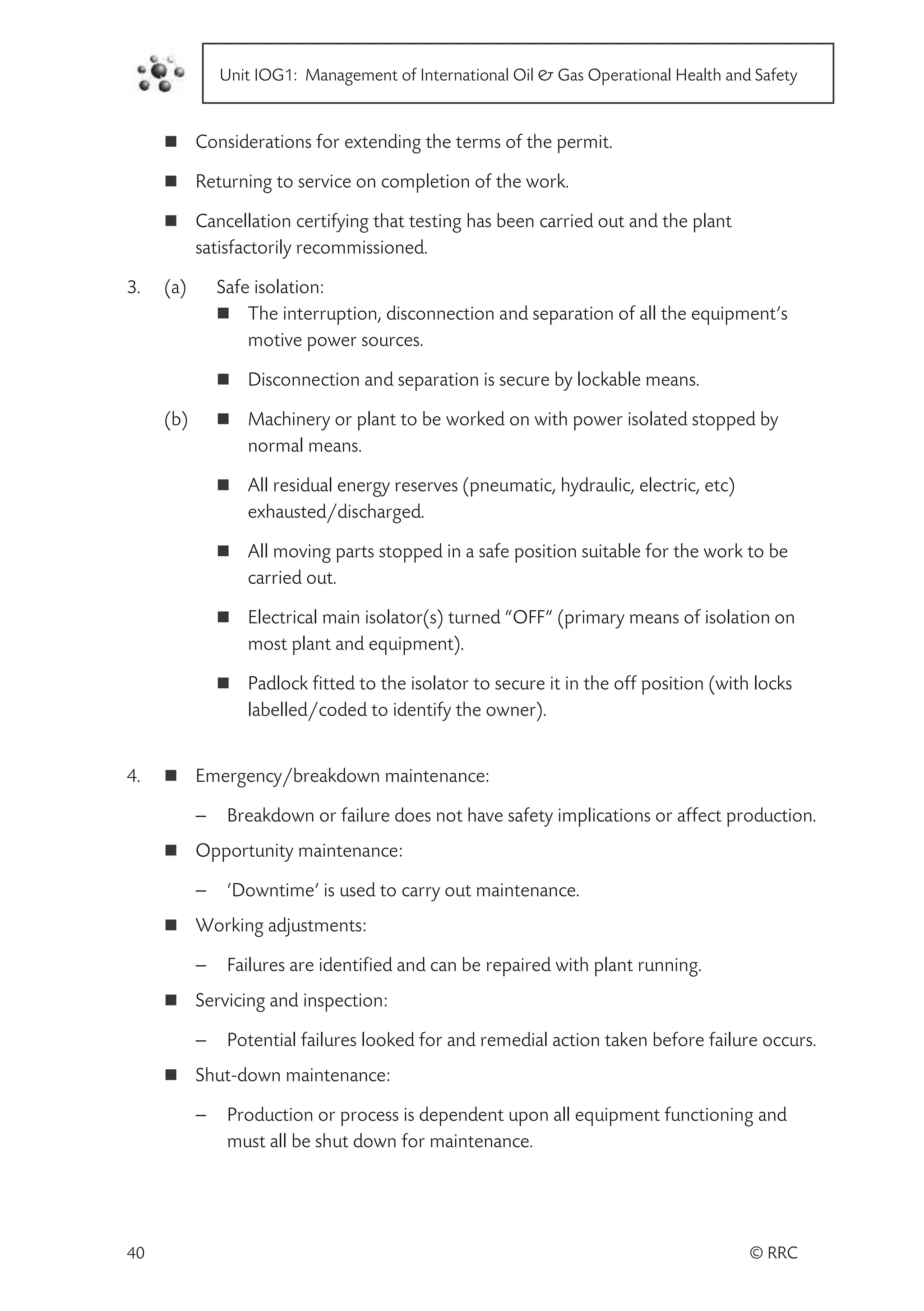 International technical certificate in oil and gas operational safety
