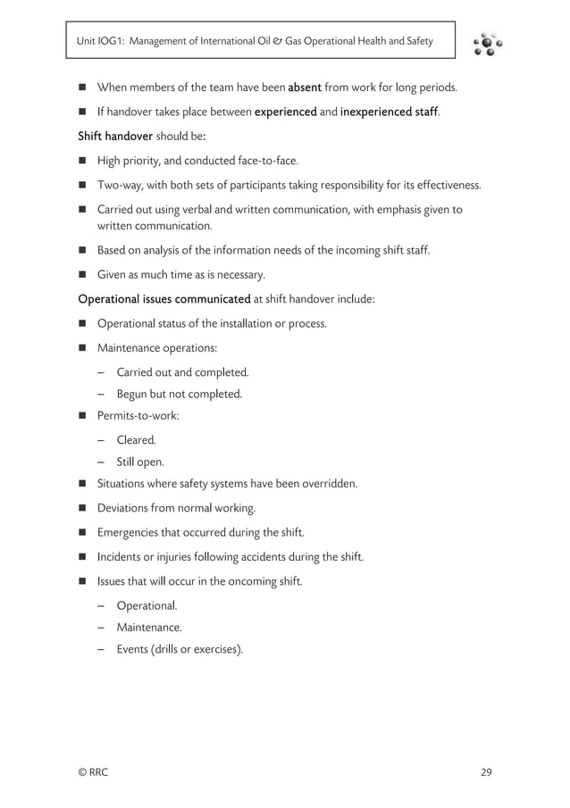 International technical certificate in oil and gas operational safety