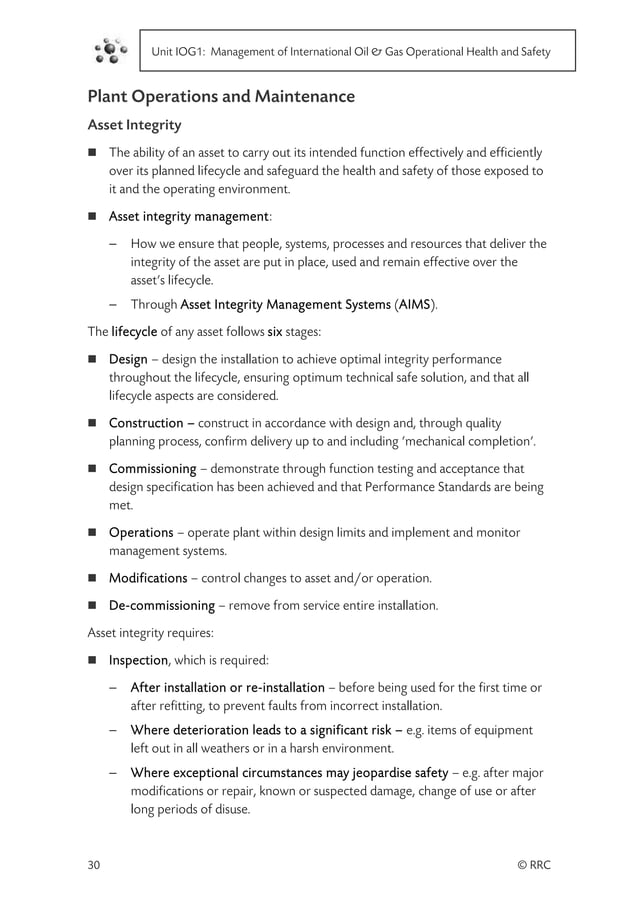 International technical certificate in oil and gas operational safety