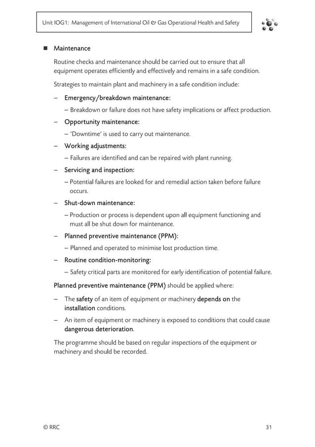International technical certificate in oil and gas operational safety