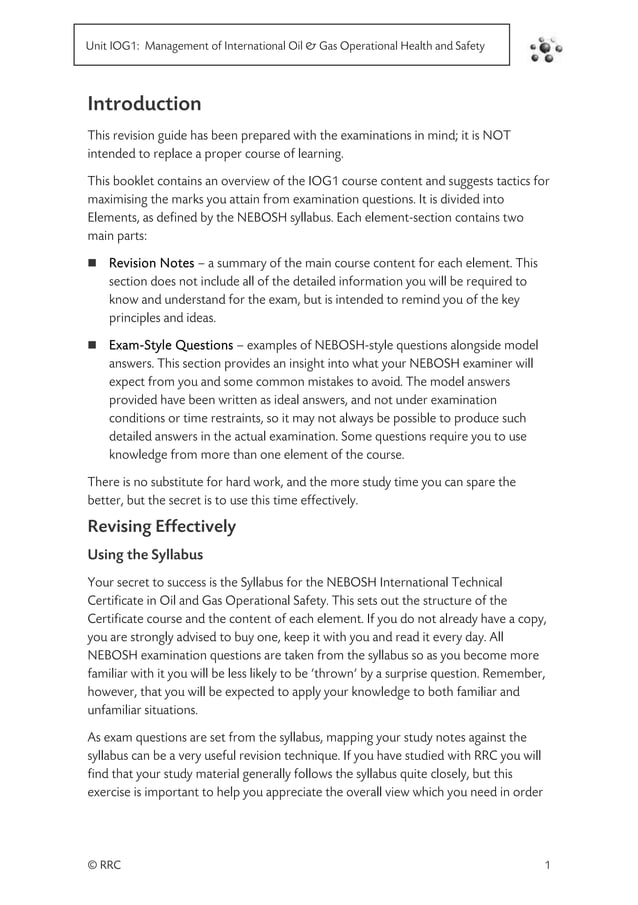 International technical certificate in oil and gas operational safety